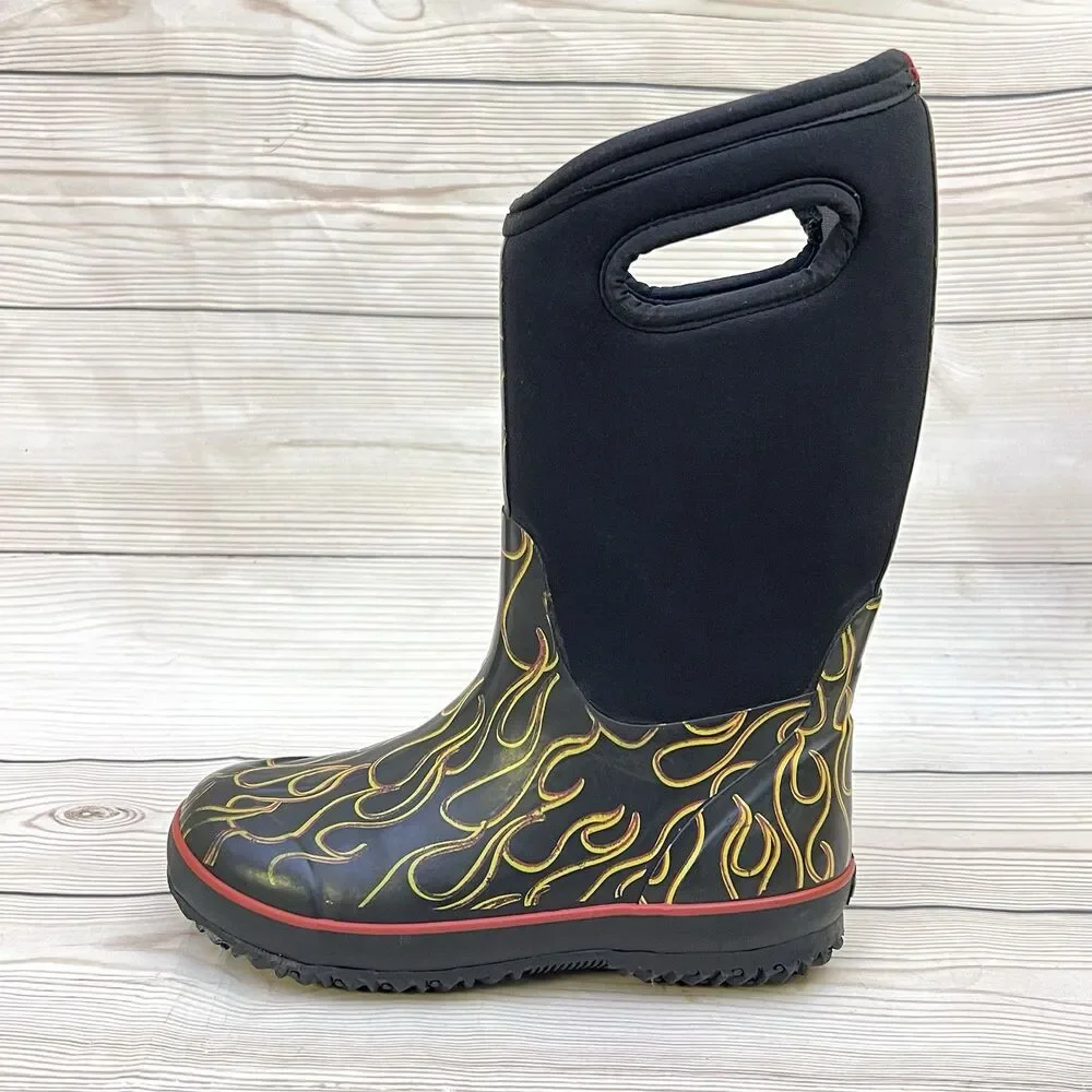 Bogs Boots Classic Flame Waterproof Kids Sz 3 Youth Boys Winter Rain Snow -30° F